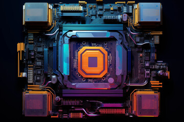 Fototapeta premium Closeup of modern CPU central processing unit. Generative AI