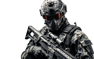 Fototapeta premium Discovering Special Forces Equipment on White or PNG Transparent Background.