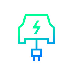 Electric car with plug icon symbol, EV car, Green hybrid vehicles charging point logotype, Eco friendly vehicle concept, Vector illustration