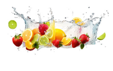 the Art of Splashing Juice on White or PNG Transparent Background.
