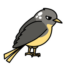 cute gray yellow bird transparent background vector illustration	