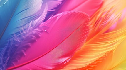 Fototapeta na wymiar Rainbow Bright Colorful Feather Pattern Background - Vibrant Design