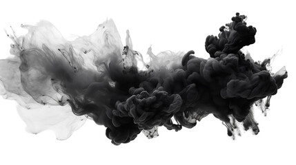 Black paint splash explosion smoke cloud isolated on transparent background	