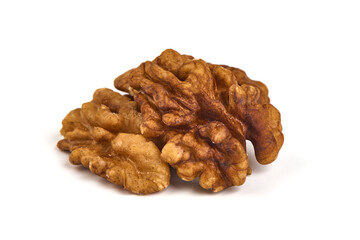 Walnut kernel, Nuts, isolated on white background.