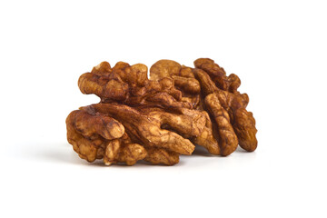 Walnut kernel, Nuts, isolated on white background.