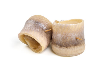 Salted herring, isolated on white background.