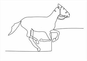 continuous line horse hand drawn vector illustration