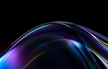 3d render, colorful background with abstract waves of light on a black empty background
