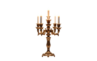 Warm Ambiance Candelabra on White or PNG Transparent Background.