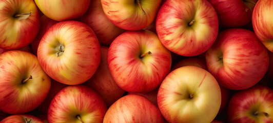 Close-up of Fresh Apples, Fruit Banner, Vibrant Background Texture