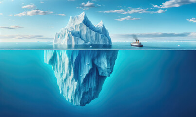 Tip of the iceberg. Hidden Challenges: The Iceberg Effect in Problem-Solving Background - obrazy, fototapety, plakaty
