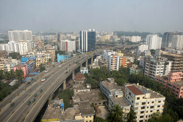  A beautiful sunny view of chittagong city. Top view of chittagong or chattogram city,Bangladesh .skyline of chattogram city.