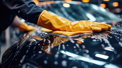 Hand Washing Luxury Car with Foam