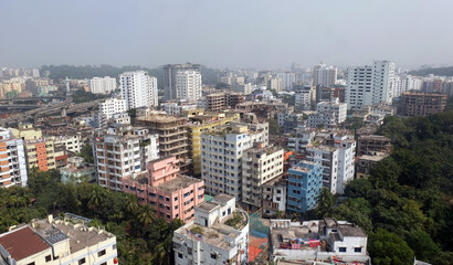  A beautiful sunny view of chittagong city. Top view of chittagong or chattogram city,Bangladesh .skyline of chattogram city.