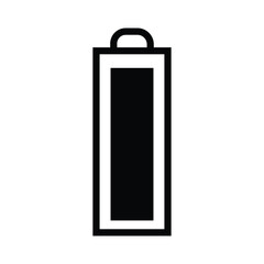 Cellphone battery mini line, icon, background and graphic. The icon is black and white, linear flat, vector with white background.