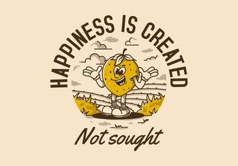 Happiness is created Not sought. Character of a happy strawberry in the garden