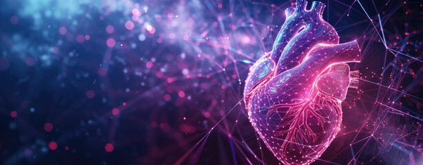 futuristic medical research heart cardiology health care with diagnosis vitals infographic biometrics for clinical and hospital stethoscope and catheter services as wide banner 
