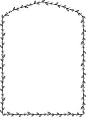 Pseudo Four Vertical Frame architectural arche window door Vintage frame Flower wreath leaf vector floral border picture frames Branch laurel botanical silhouette black elements decoration