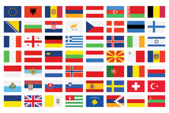 Set of all europe flags