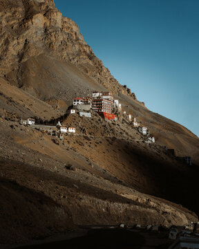 Golden Twilight at Key Monastery: Serene Evening Sunlight Captured in Spiti Valley's Iconic Landmark