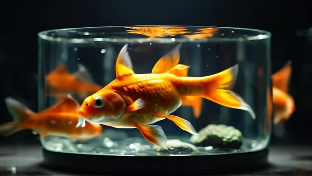 Goldfish underwater. AI