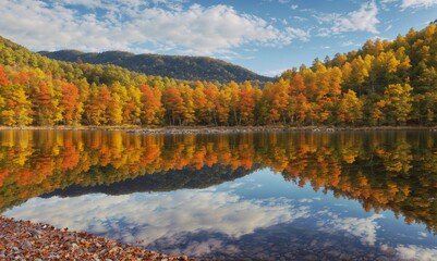 Autumn Tranquility: Lakeside and Forest