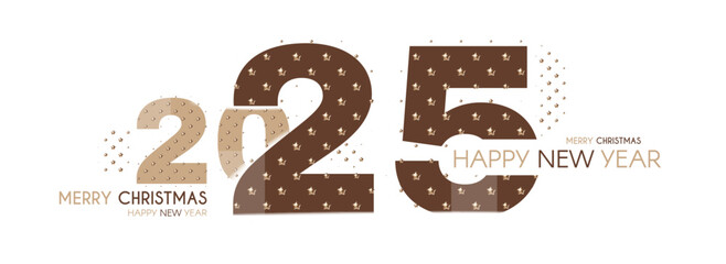 Happy New Year 2025 text design. Banner, card, cover and header text design. Isolated on white vector illustration.