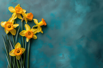 Easter floral card concept with daffodils
