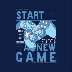 t-shirt print design with gamepad drawing as vector