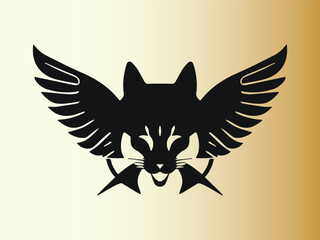 Angel Cat Logo Design Template. Cat Logo Design Icon Symbol Vector