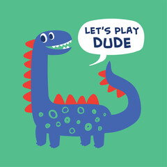 cute dinosaur drawing as vector for kids fashion