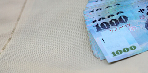 Obraz premium Taiwan dollar money. 1000 New Taiwan dollars