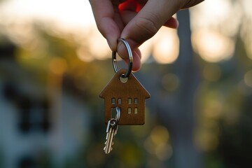 Homeownership Dreams: Hand Clutching House Key, Property for Sale,Real Estate Access: Holding Key, Residential Property Listing