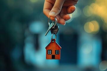 Homeownership Dreams: Hand Clutching House Key, Property for Sale,Real Estate Access: Holding Key, Residential Property Listing