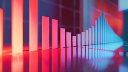 a bar chart with a red arrow