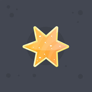 Orange Yellow Star Six Pointed Magic Glossy Icon Vector Isolated