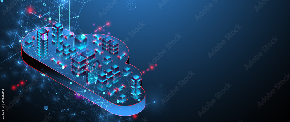 Leinwandbilder cloud computing concept. abstract connection technology background. hand drawn vector.
