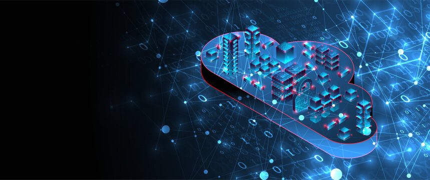 Cloud computing concept. Abstract connection technology background. Hand drawn vector.