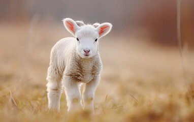 Obraz premium Cute little lamp smilling. Generative AI