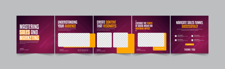 Sales marketing Instagram carousel, modern and minimal gradient carousel banner design template, eps vector illustration © thedesignsource