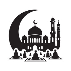 mosque silhouette of in black background