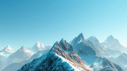 mountain peaks, each progressively taller, under a clear blue sky, reflecting the concept of growth as a journey with increasing challenges and achievements
