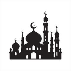 mosque silhouette of in black background