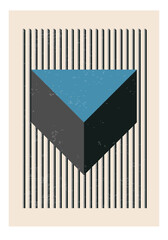 Minimal 20s geometric design poster, vector template with primitive shapes