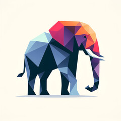 Elephant low poly abstract logo