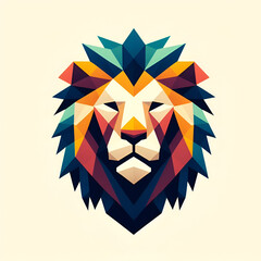 Lion abstract low poly triangle logo. Lion head logotype with abstract colors