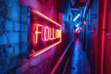 Text Follow. Neon color background 