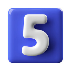 5 number blue 3d render