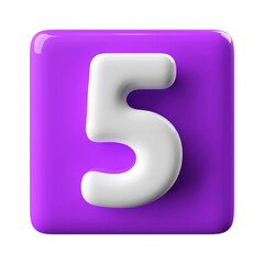 5 number purple 3d render