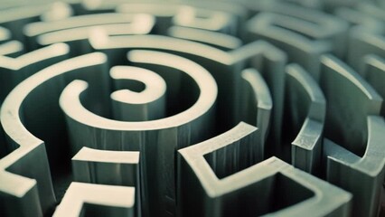 Labyrinth or maze. Difficult problem solving concept. Find pathway. People look for way out of hard decision. Challenge strategy metaphor. Man lost exit path. Right direction to entrance. 3d art.